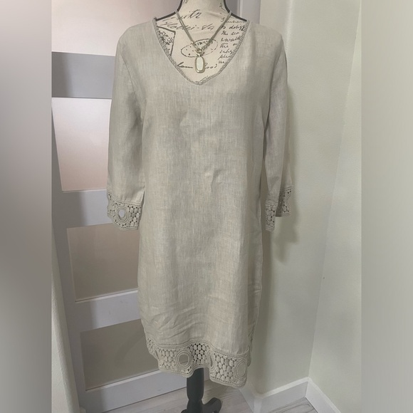 💎 Haris Cotton 100% linen dress SZ Small EUC - Picture 1 of 8